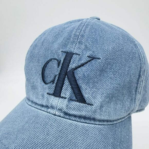 Calvin Klein CK Washed Denim Embroidered Logo Baseball Cap Unisex Hat NWT - Picture 7 of 8